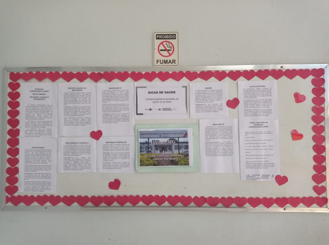 Painel com dicas de prevenção às doenças cardíacas