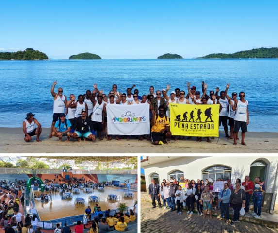 Viagem a Paraty do CAPS AD e Policlínica de Ubá; unidades de saúde mental de Muriaé participando de jogos esportivos entre serviços em Itaperuna; caminhada em Patrocínio do Muriaé - Foto: Divulgação