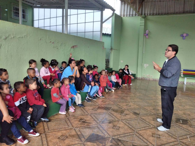 Palestra em escola no município de Nepomuceno - Foto: Secretaria Municipal de Saúde