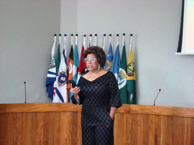 A coordenadora de Vigilância Epidemiológica, Márcia Viana, na abertura da reunião