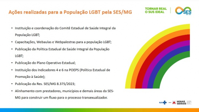 Ações da SES-MG para melhoria do atendimento ao público LGBT - Arte: SRS Uberlândia